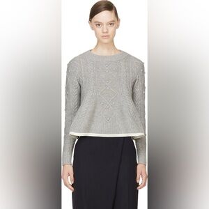 Sacai Luck grey pom pom sweater wool blend